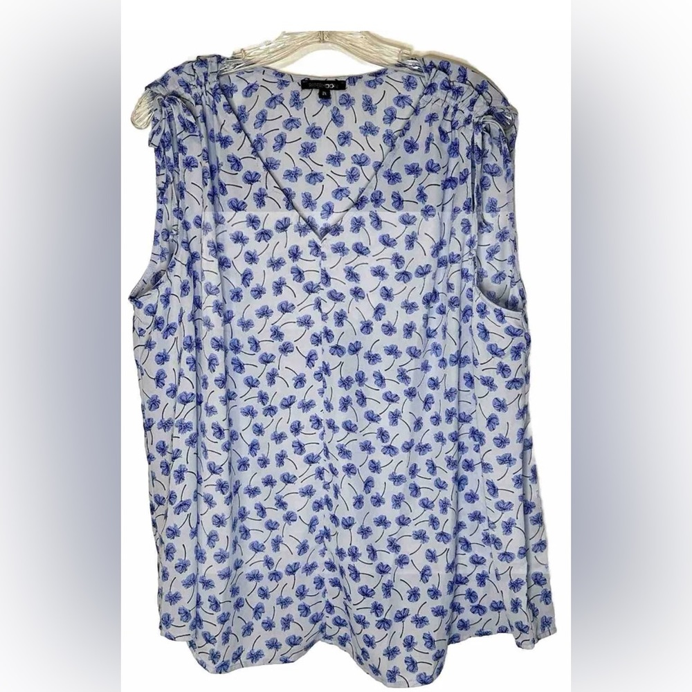 PAPERMOON Blue Floral‎ Tank Top Flowy Lightweight 2XL NWOT Plus Size